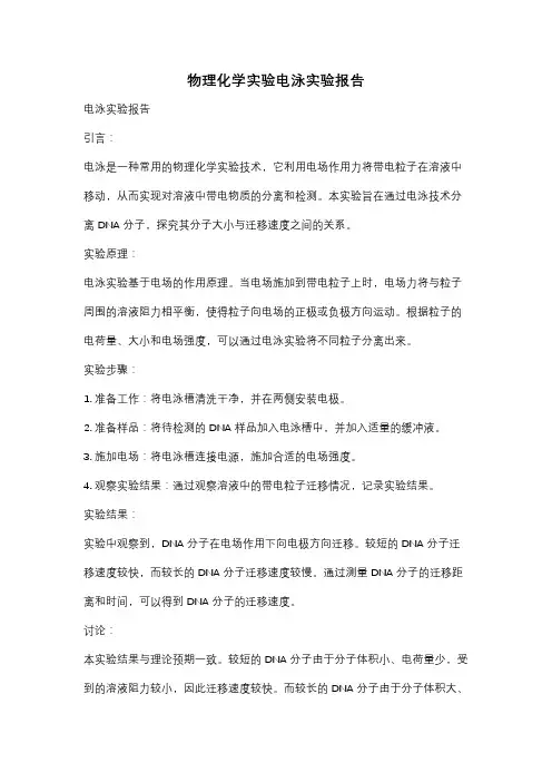 物理化学实验电泳实验报告