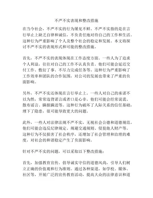 不严不实表现和整改措施
