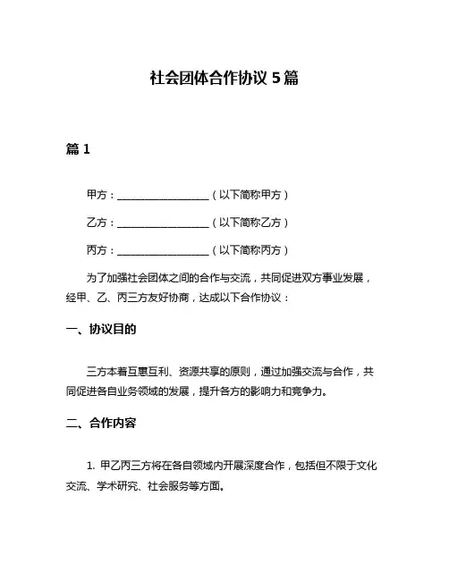 社会团体合作协议5篇
