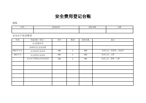 安全生产费用使用台账