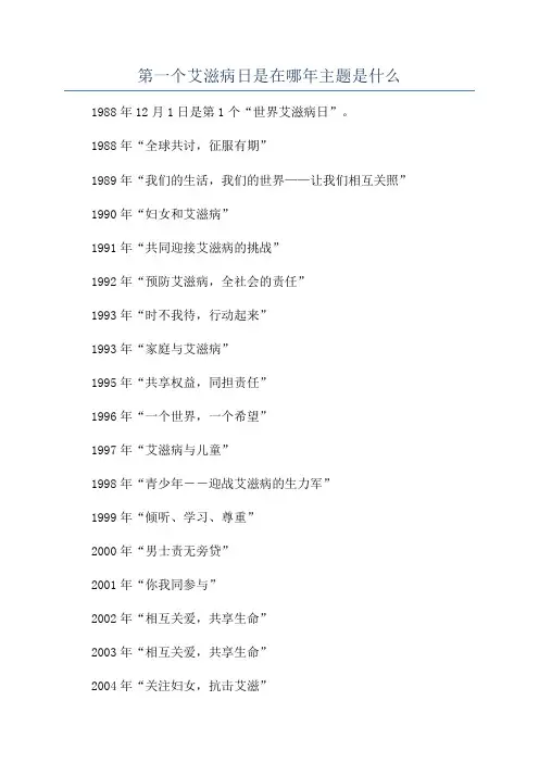 第一个艾滋病日是在哪年主题是什么