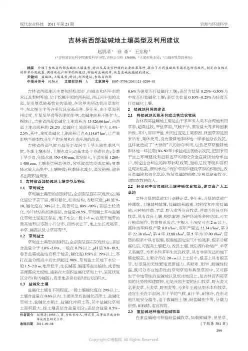 吉林省西部盐碱地土壤类型及利用建议_