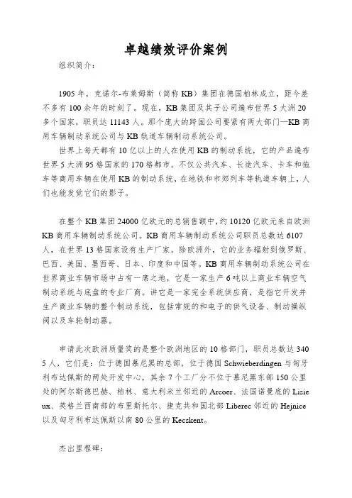 卓越绩效评价案例
