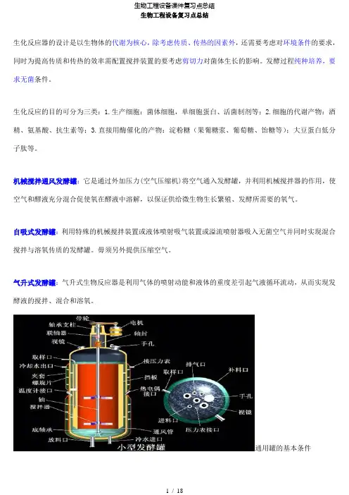 【精品】生物工程设备课件复习点总结