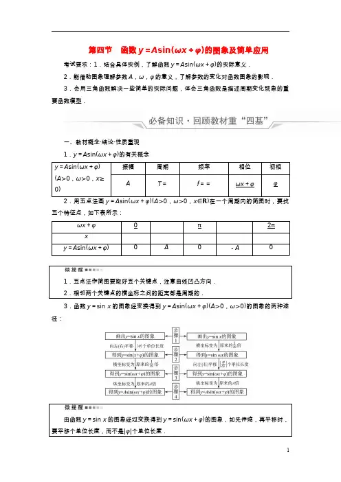 高考数学一轮总复习第4章三角函数第4节函数y=Asinωx+φ的图象及简单应用教师用书