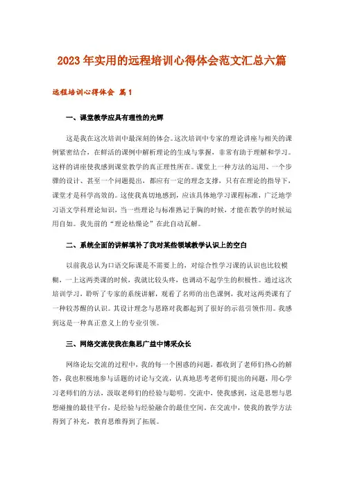 2023年实用的远程培训心得体会范文汇总六篇