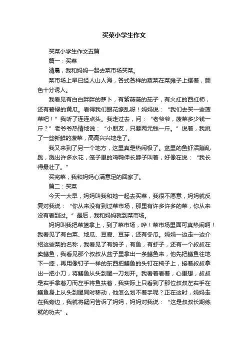 买菜小学生作文五篇
