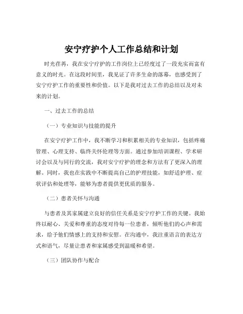 安宁疗护个人工作总结和计划