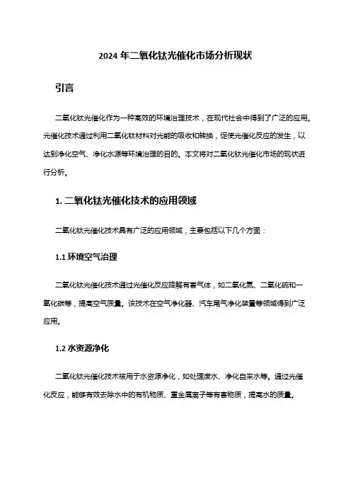 2024年二氧化钛光催化市场分析现状