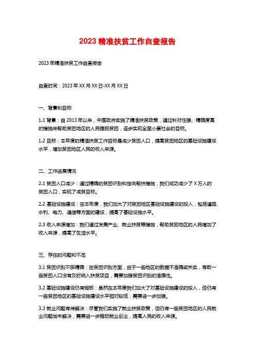 2023精准扶贫工作自查报告