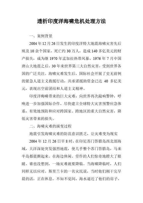 透析印度洋海啸危机处理方法
