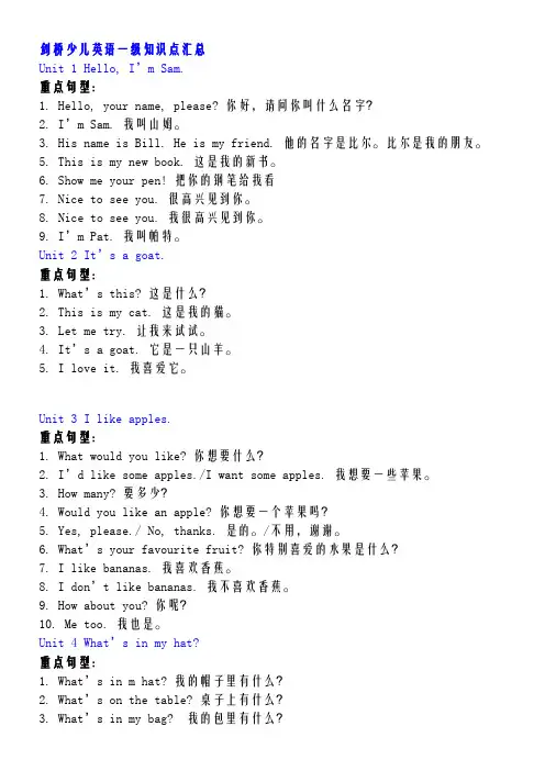 剑桥英语一级资料1