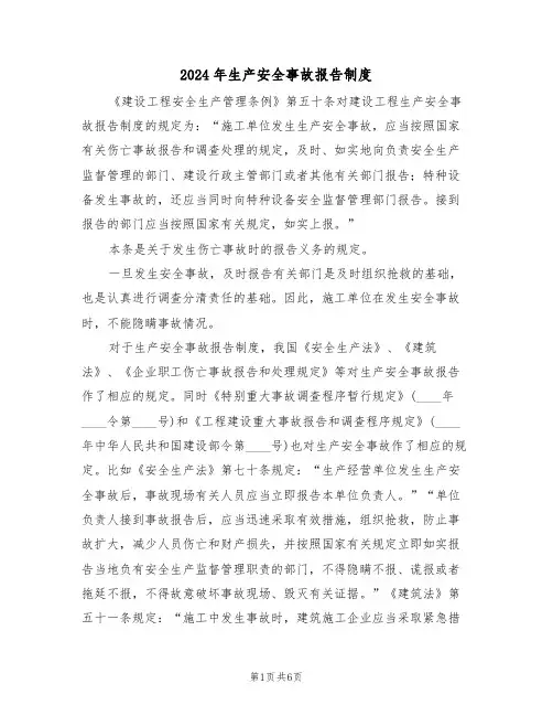 2024年生产安全事故报告制度(二篇)