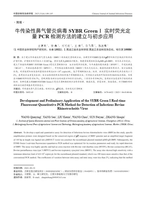 牛传染性鼻气管炎病毒SYBR_GreenΙ_实时荧光定量PCR_检测方法的建立与初步应用