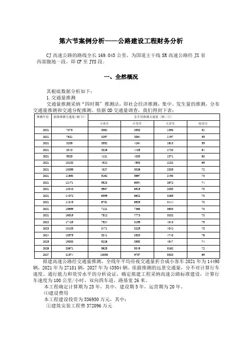 案例分析公路建设项目财务分析
