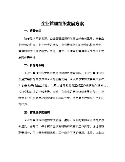 企业管理组织发展方案