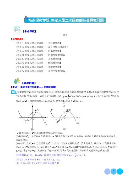 难点探究专题：新定义型二次函数的综合探究问题(解析版)