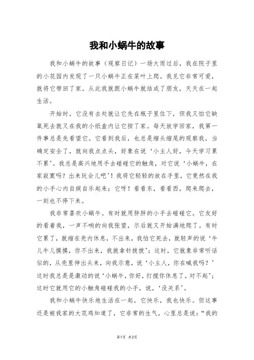 我和小蜗牛的故事_六年级作文