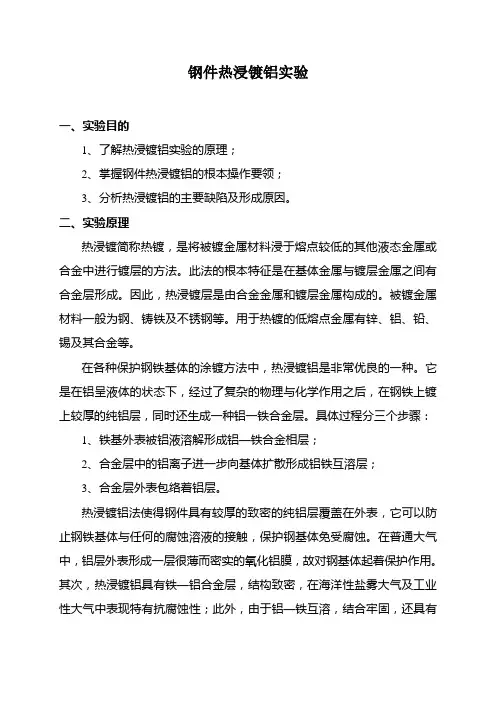钢件热浸镀铝实验指导书e