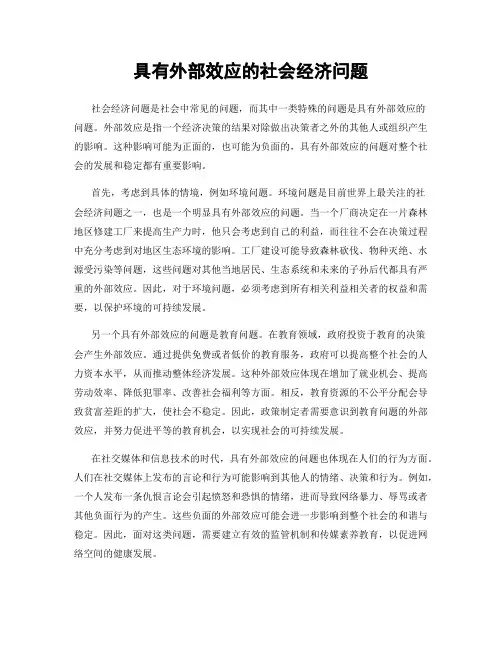 具有外部效应的社会经济问题
