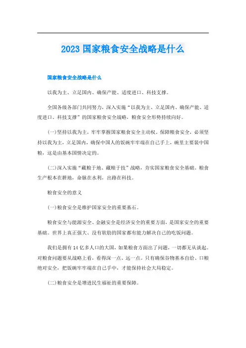 2023国家粮食安全战略是什么