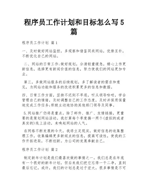 程序员工作计划和目标怎么写5篇