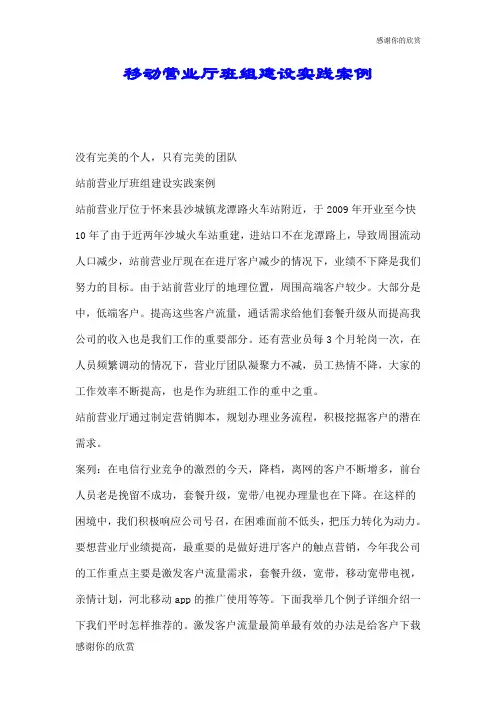 移动营业厅班组建设实践案例.doc