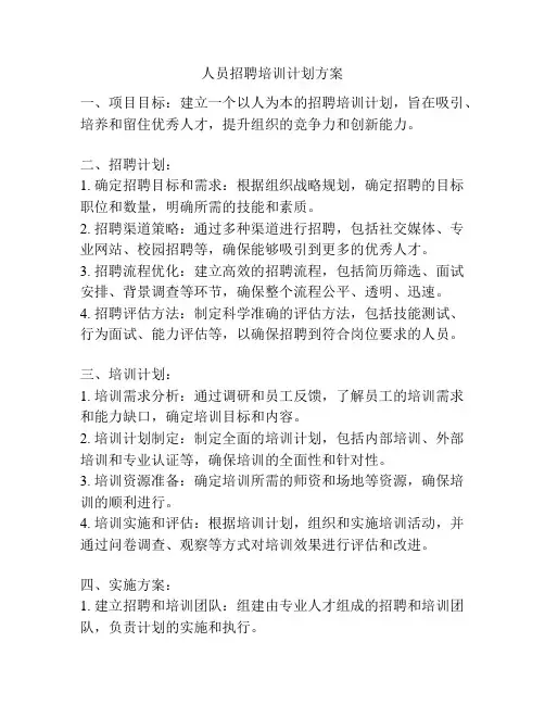 人员招聘培训计划方案