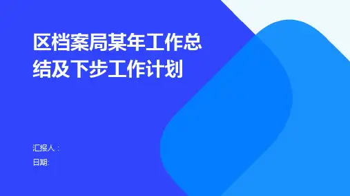 区档案局某年工作总结及下步工作计划