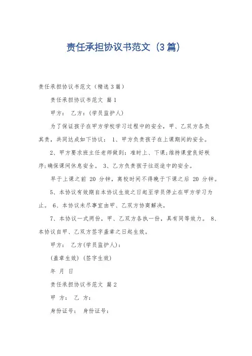 责任承担协议书范文(3篇)