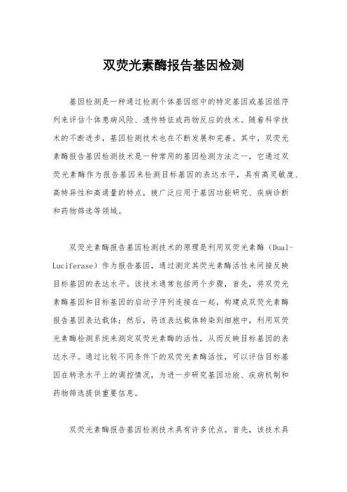 双荧光素酶报告基因检测