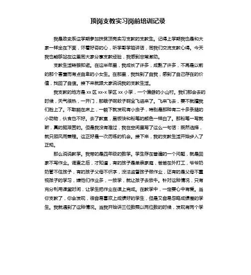顶岗支教实习岗前培训记录