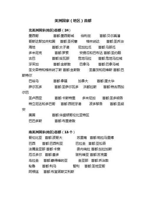 美洲国家（地区）首都