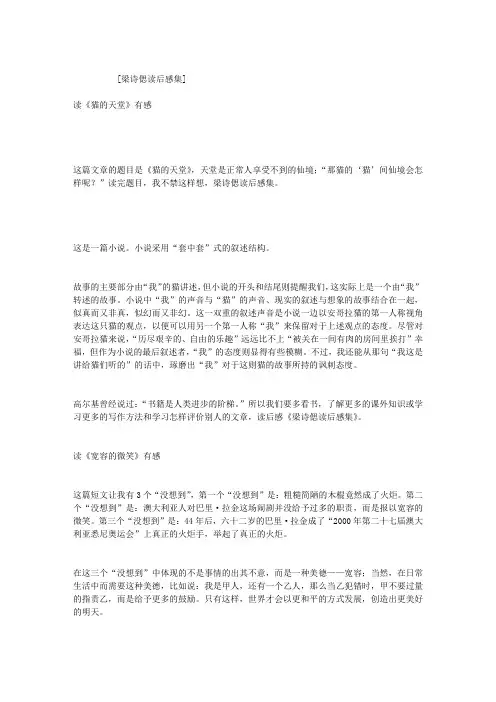 梁诗偲读后感集