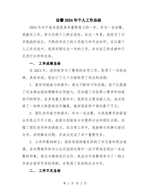 法警2024年个人工作总结