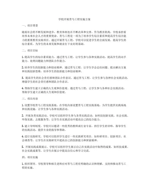 学校开展青马工程实施方案