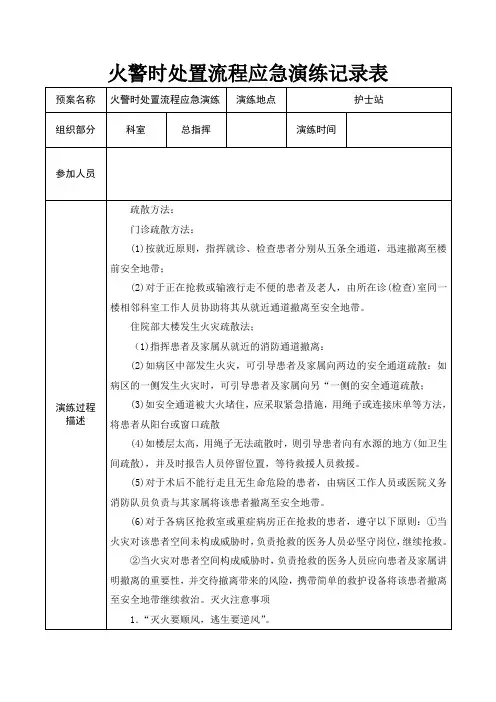 火警时处置流程应急演练记录表(2024年) 