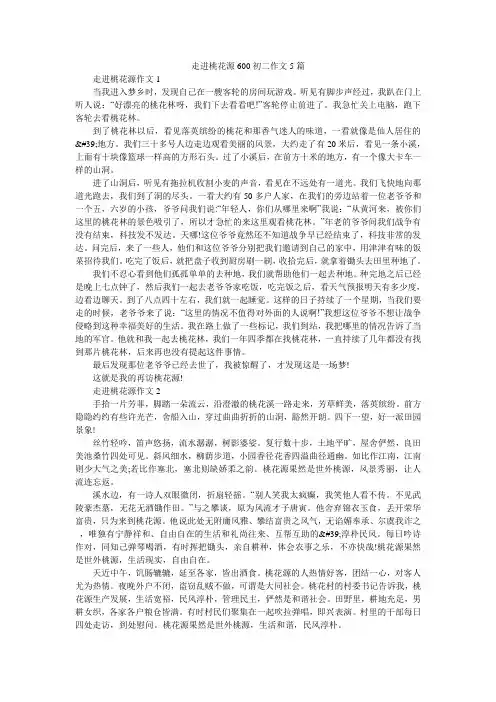 走进桃花源600初二作文5篇