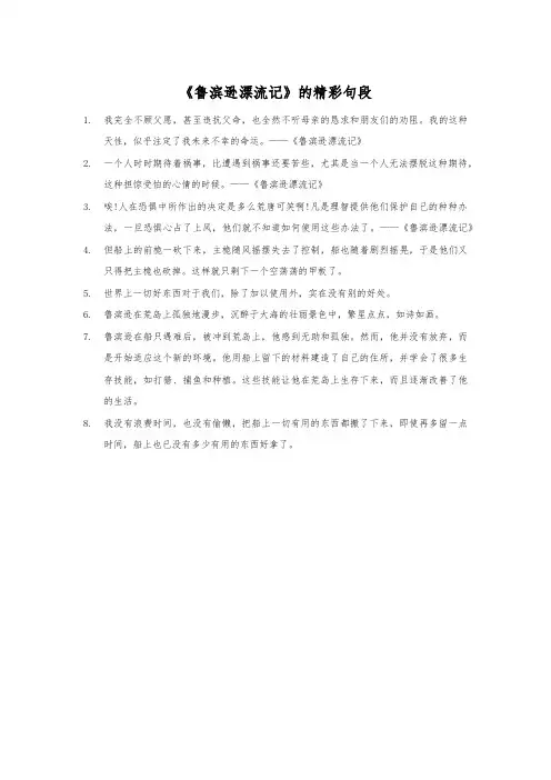 《鲁滨逊漂流记》的精彩句段