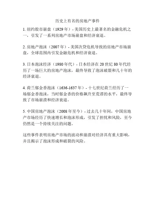 历史上有名的房地产事件
