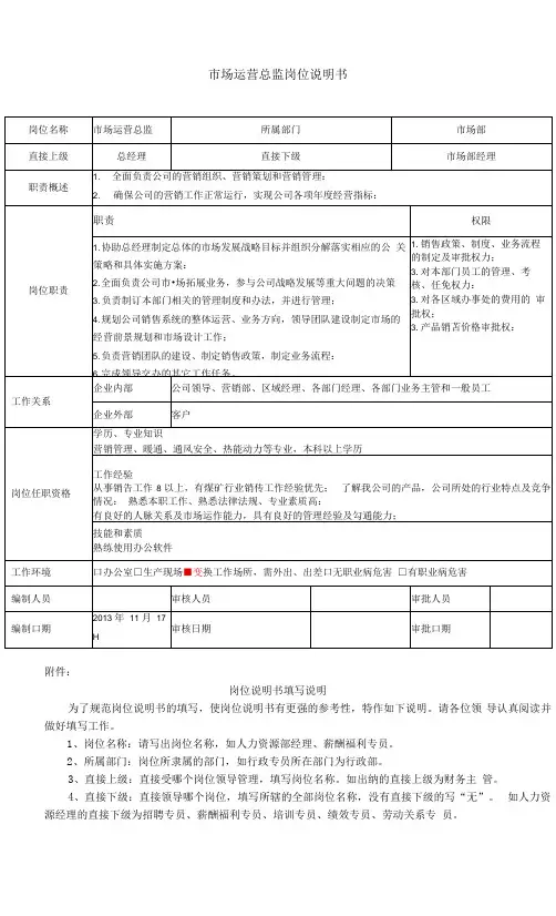 市场运营总监岗位说明书.docx