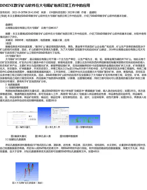 DIMINE数字矿山软件在大屯锡矿地质日常工作中的应用