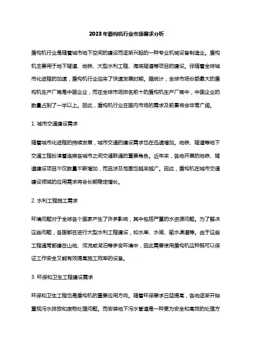 2023年盾构机行业市场需求分析