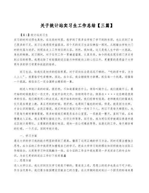 关于统计站实习生工作总结【三篇】