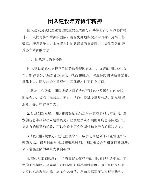 团队建设培养协作精神
