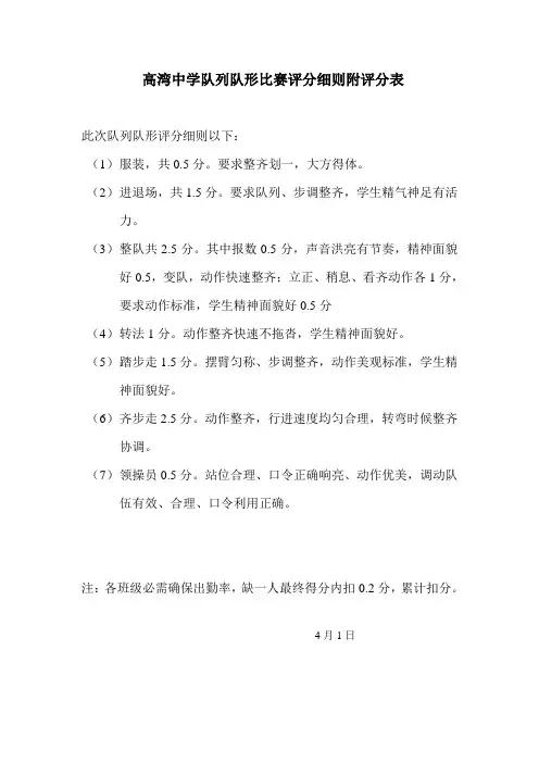 队列队形评分细则