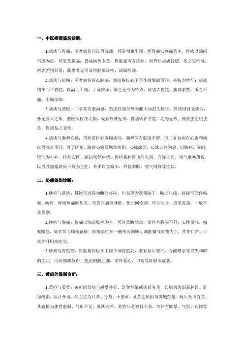 中医疾病鉴别诊断(32个病证)