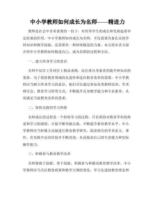 中小学教师如何成长为名师——精进力