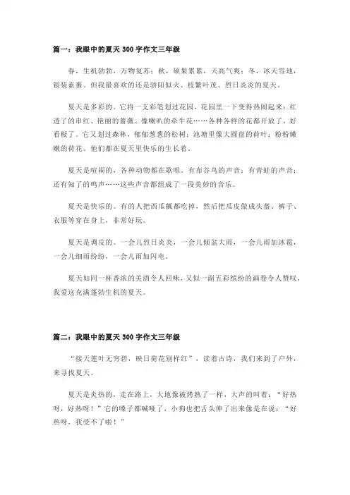 我眼中的夏天作文300字三年级(精选4篇)