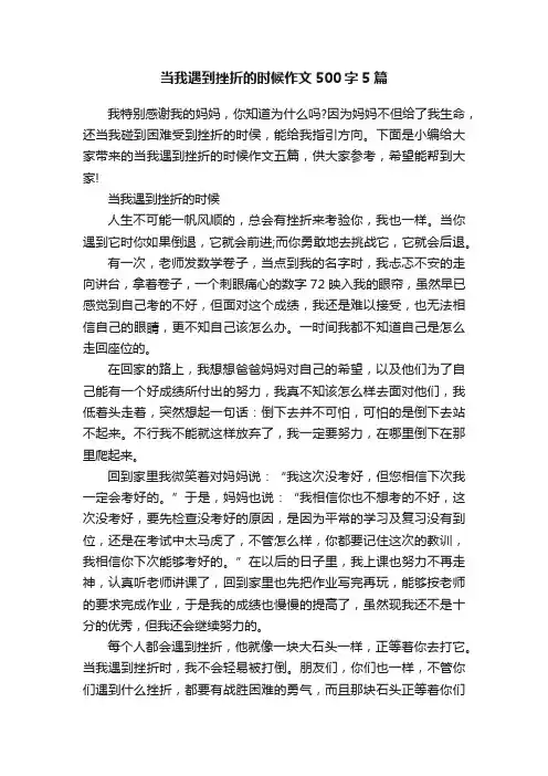 当我遇到挫折的时候作文500字5篇